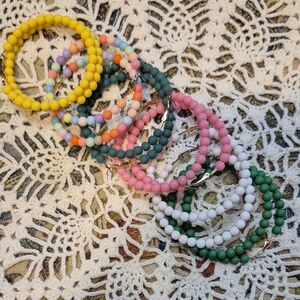 Colorful Beaded Hoop Earrings Set